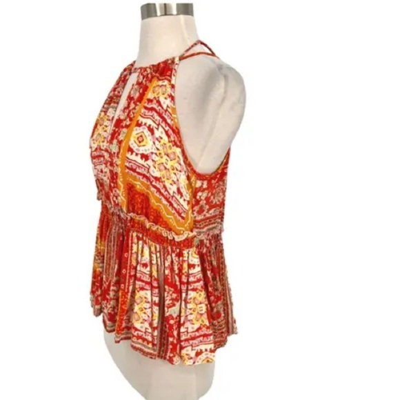 Rachel Zoe/Boho Keyhole Rayon Blouse Top Orange Yellow Sz Small - Picture 5 of 14